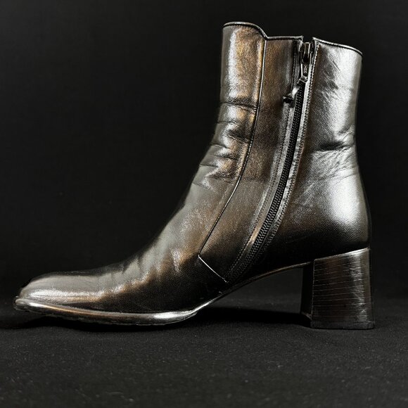 Salvatore Ferragamo Leather Zip Ankle Boots Size 8.5 AA - Picture 3 of 10